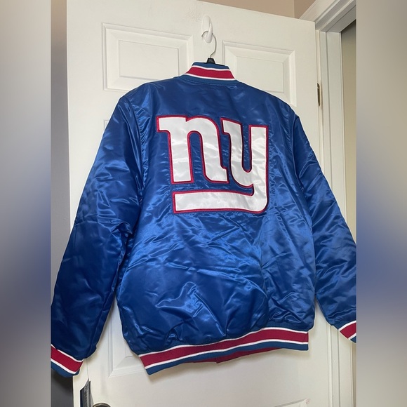 New York Giants  Reversible Starter Satin Jacket Blue / Red Size Large NWT Snap - Picture 6 of 15